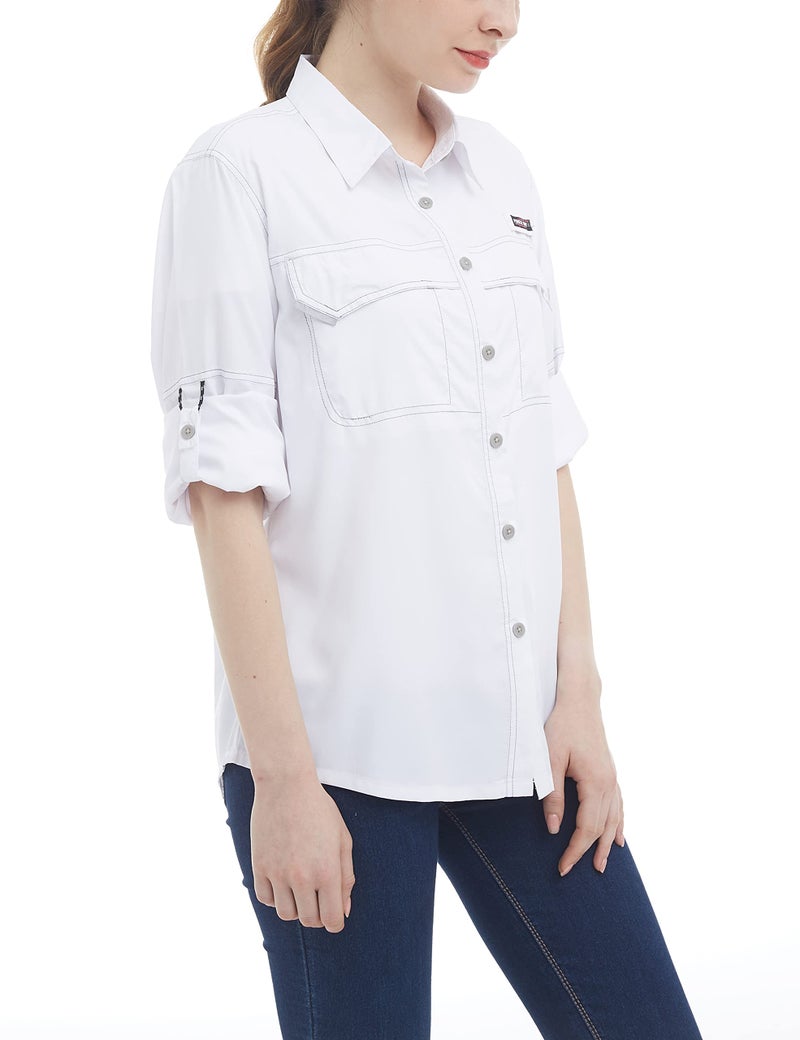 Little Donkey Andy Women's UPF 50+ UV Protection Shirt, Long Sleeve Fishing Shirt, Breathable and Fast Dry Bright White M - Image 2